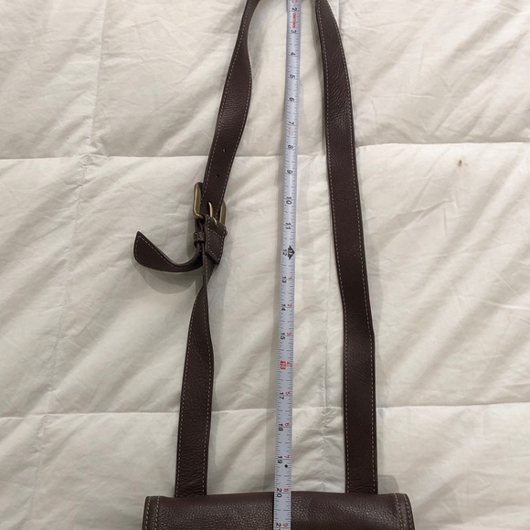 Fossil Dark Brown Crossbody # 75082 Genuine Pebble Leather Messenger Bag EUC - Picture 9 of 16